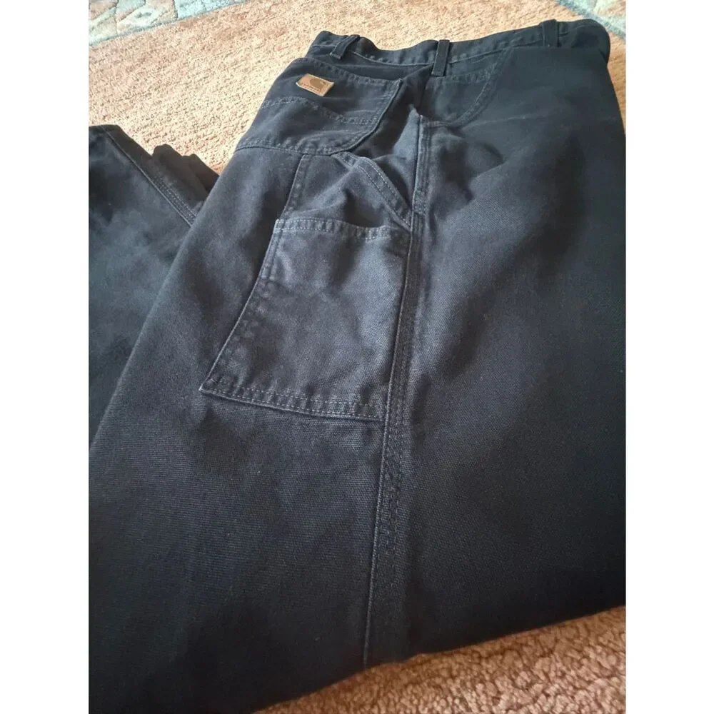 Carhartt Canvas Work Pants Black 36x30 Loose Fit Carpenter